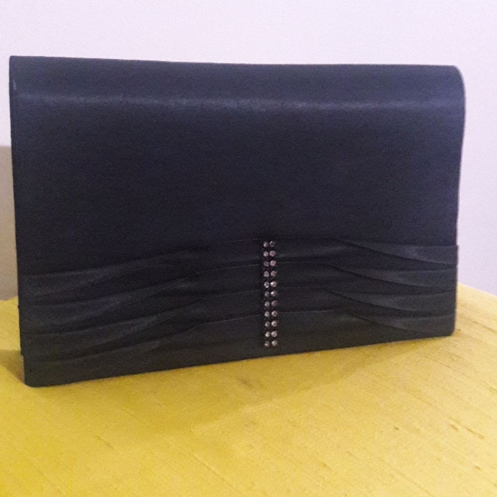 Black clutch w rhinestone trim